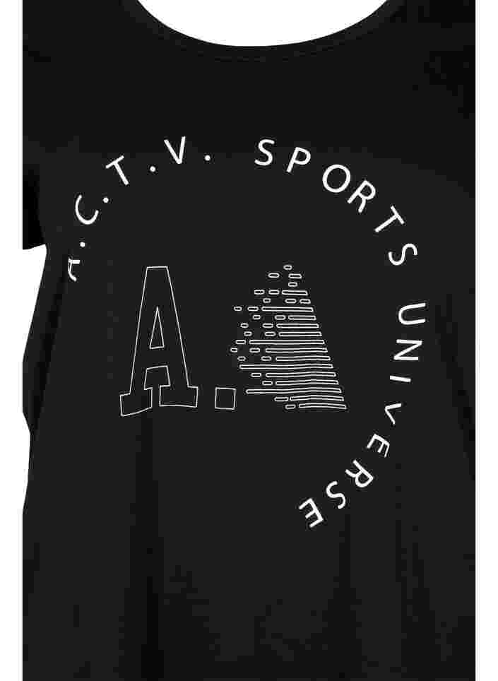 Sports t-shirt with print, Black A.C.T.V, Packshot image number 2