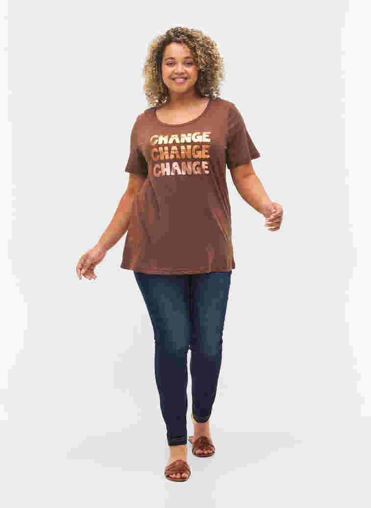 Short-sleeved cotton t-shirt, Chestnut Change, Model image number 2