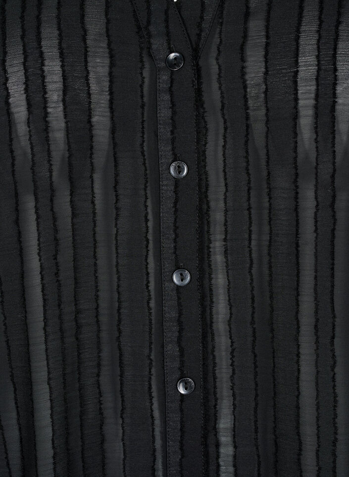 Striped shirt blouse with sheer stripes, Black, Packshot image number 2