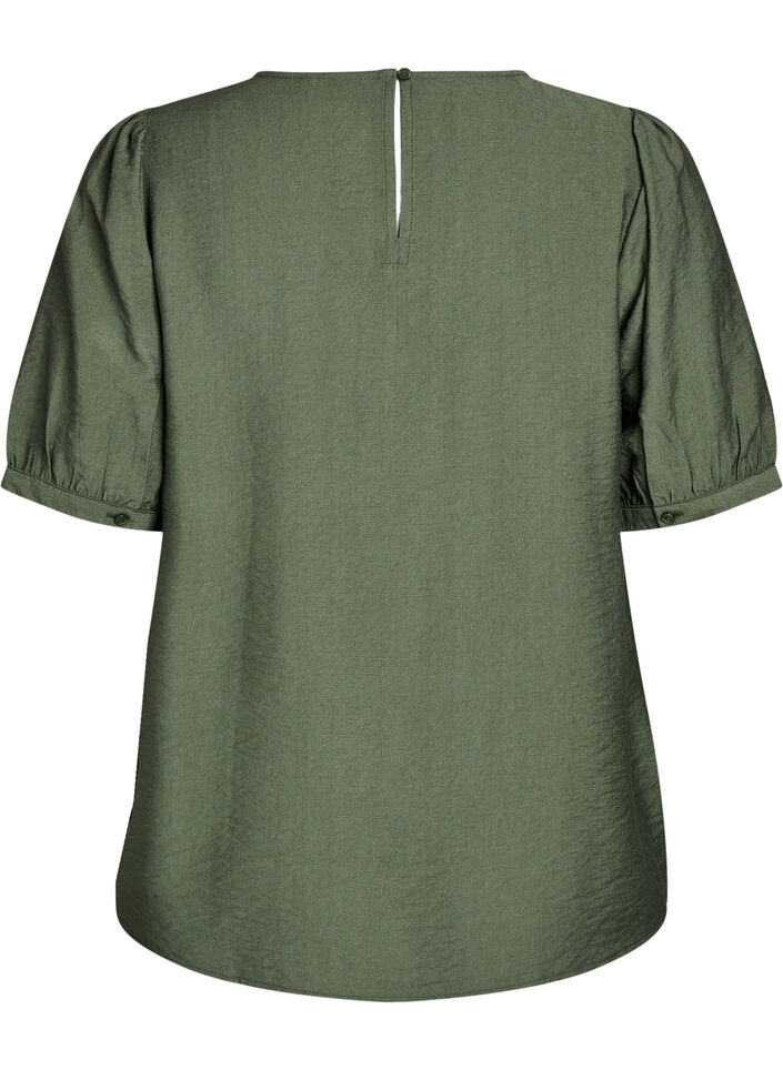 Viscose blouse with 1/2 sleeves, Green, Packshot image number 1