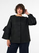 Boucl&eacute; jacket with ruffle details, Black, Model image number 0