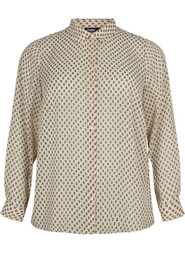 FLASH - Long sleeve shirt with floral print, Off White Dot , Packshot image number 0