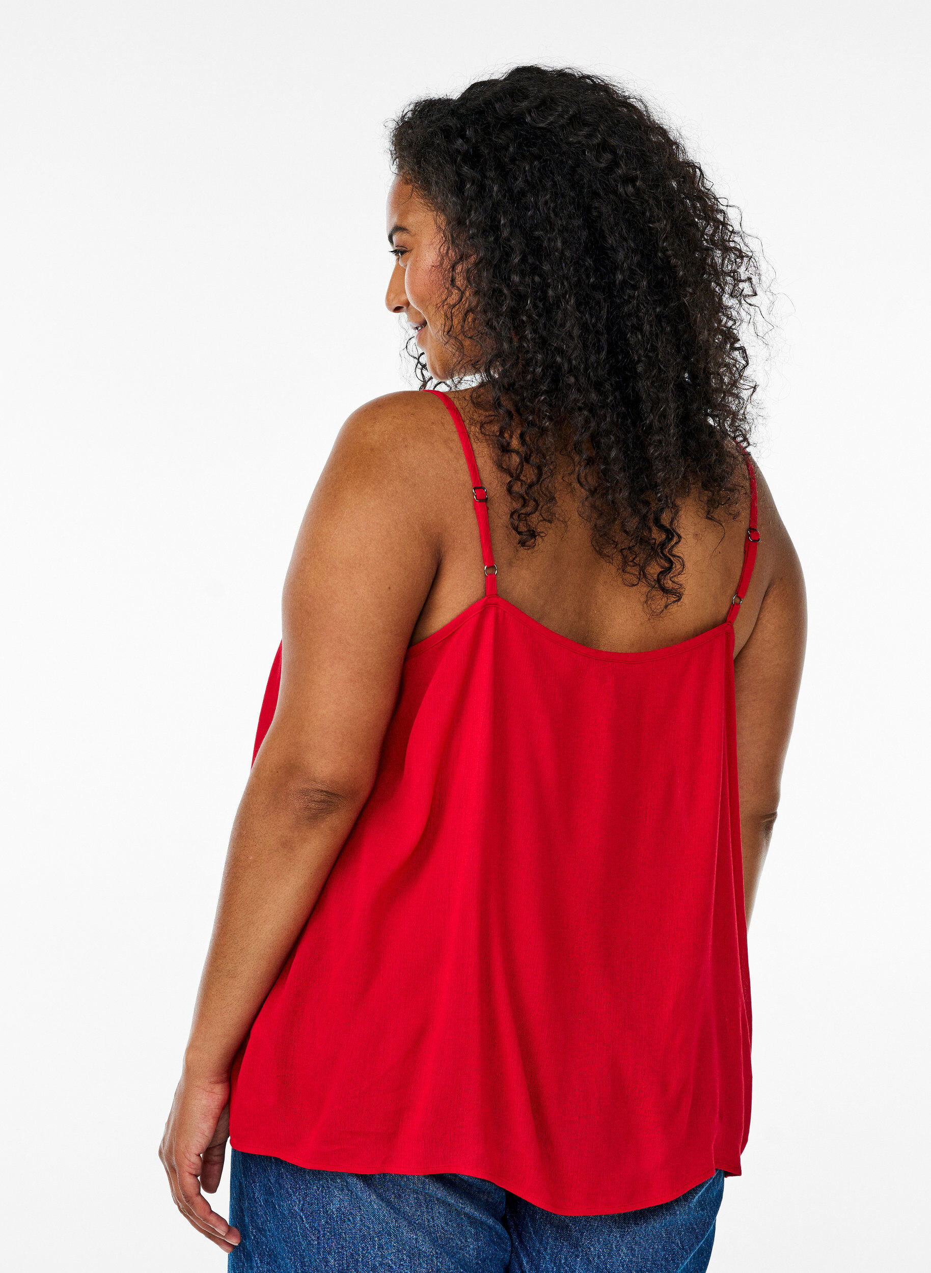 ZizzifashionStrap top in viscose, Red, Model image number 2