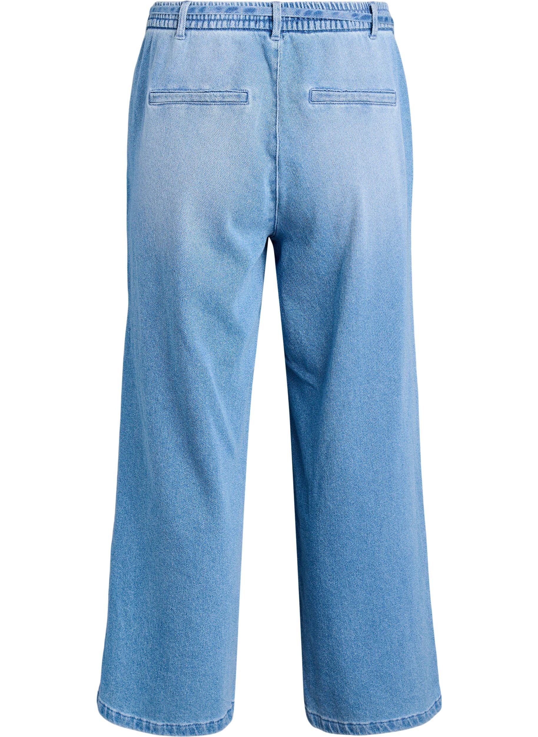 Zizzifashion Loose-fit jeans with an elasticated waistband and a drawstring, Light Blue, Packshot image number 1