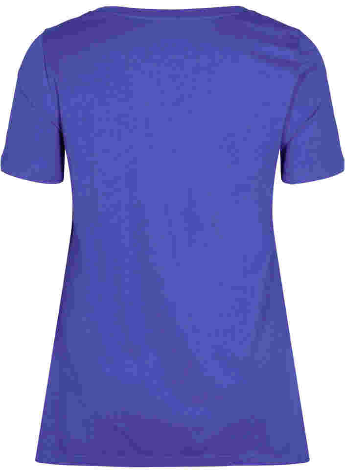 Short-sleeved cotton t-shirt with a-line, Dazzling Blue HELLO , Packshot image number 1