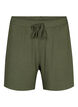 Loose-fitting viscose shorts with ribbing, Thyme, Packshot image number 0