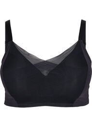 Bra with mesh and padded cups, Black, Packshot