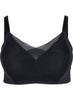 Bra with mesh and padded cups, Black, Packshot image number 0