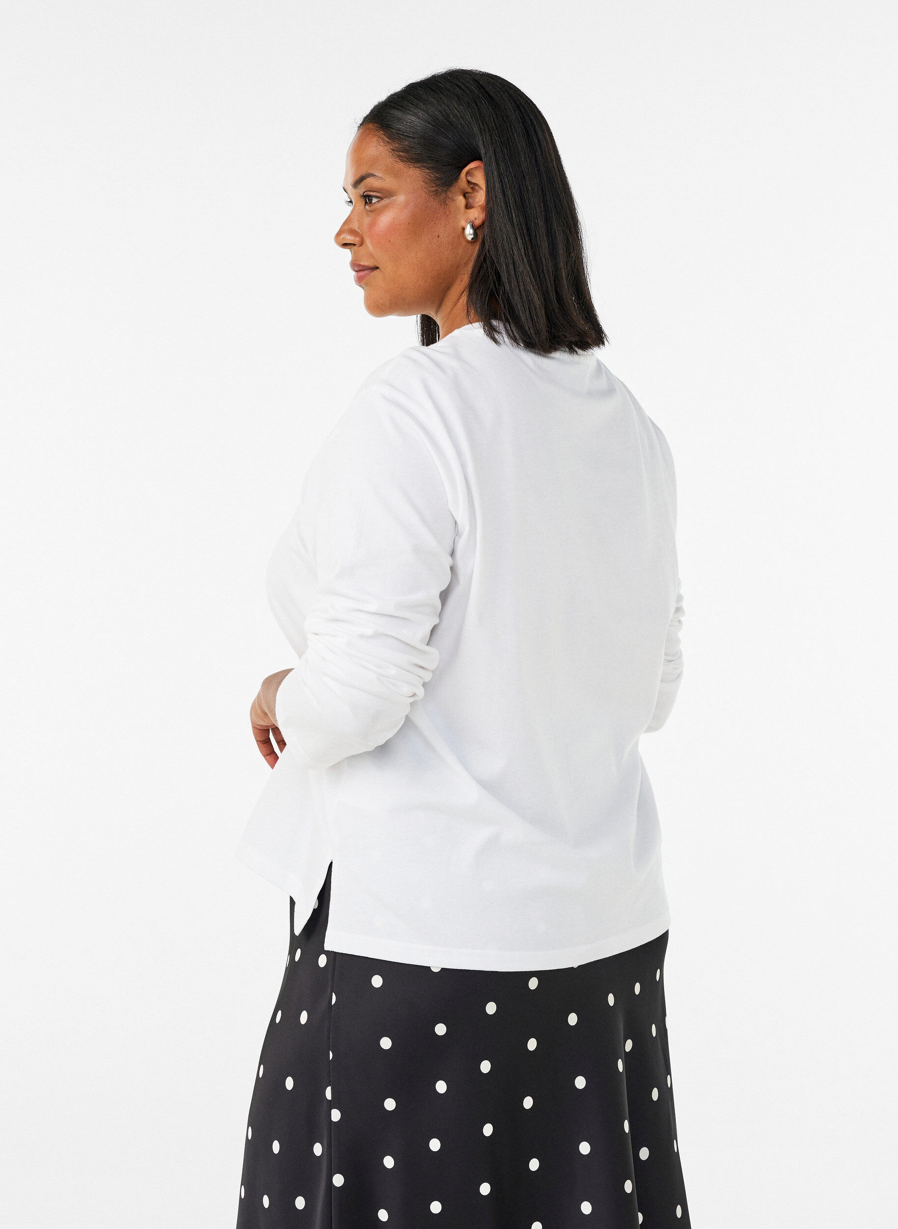 ZizzifashionBasic t-shirt with long sleeves, White, Model image number 2