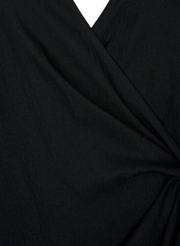 Long sleeve viscose dress with a wrap look, Black, Packshot image number 2