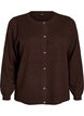 Knitted cardigan with heart eyelet embroidery, Brown, Packshot image number 0