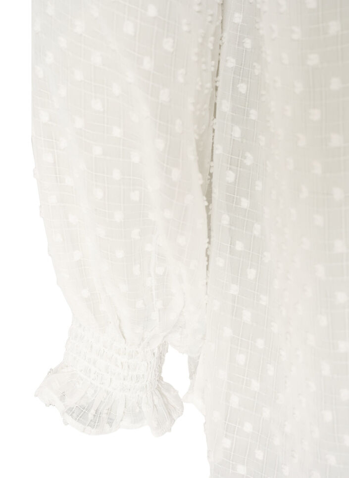 Shirt blouse with lace insert and dot pattern, Vanilla, Packshot image number 3