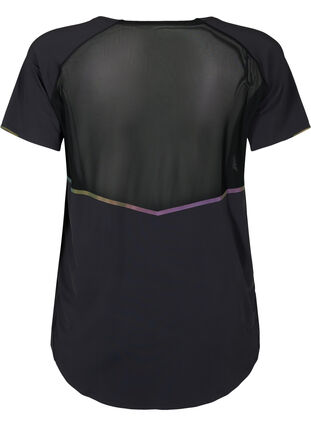 Workout t-shirt with mesh and reflective detail, Black, Packshot image number 1