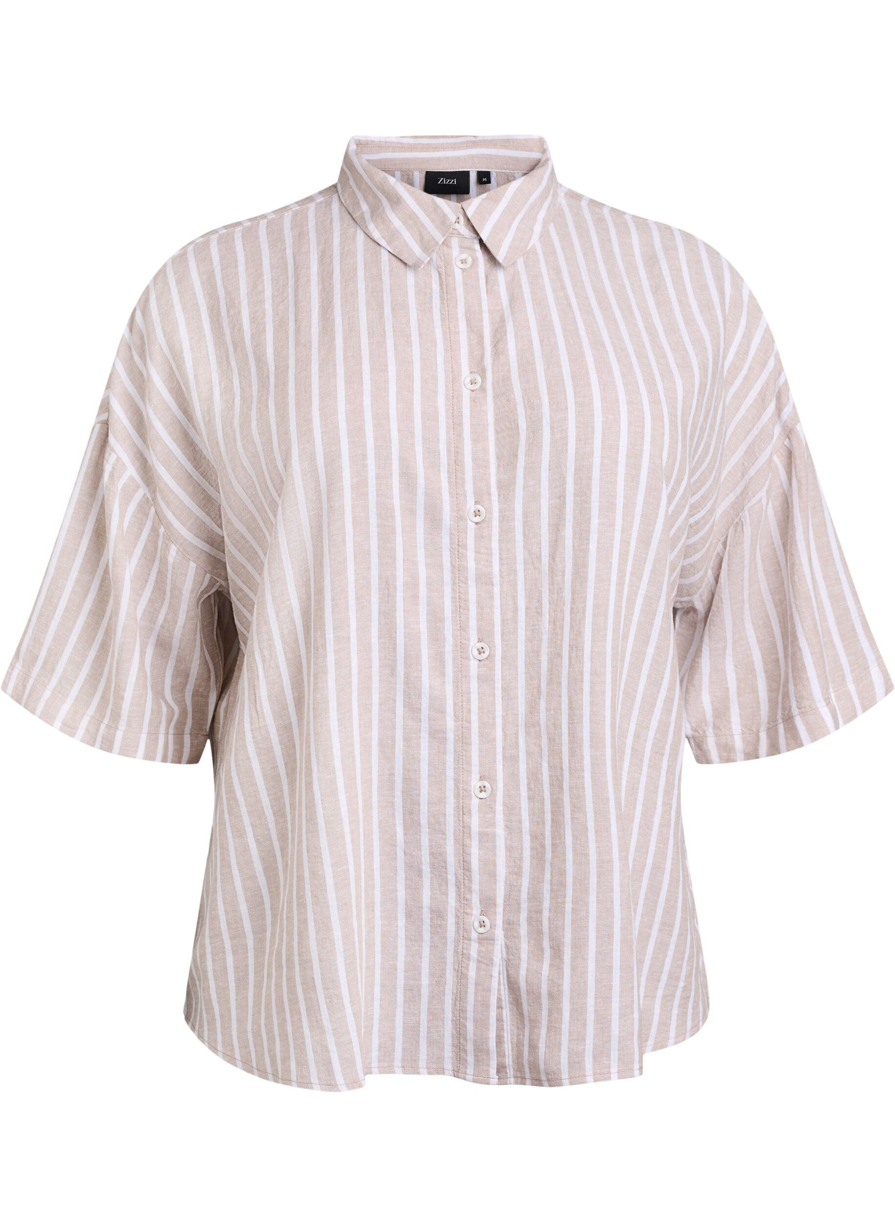 Striped shirt in linen and viscose