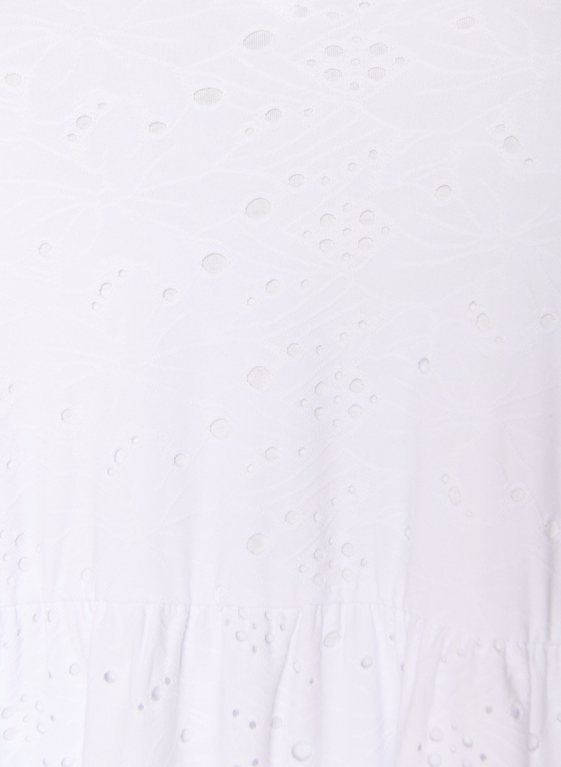 Zizzifashion Broderie anglaise dress with a V-neck and 1/2 sleeves, White, Packshot image number 2