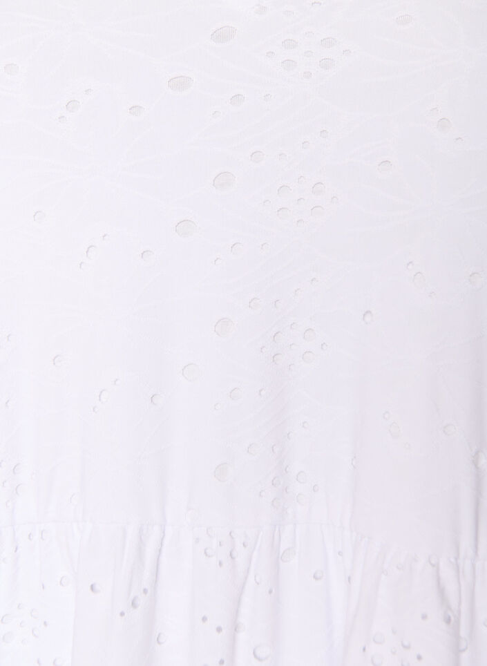 Broderie anglaise dress with a V-neck and 1/2 sleeves, White, Packshot image number 2