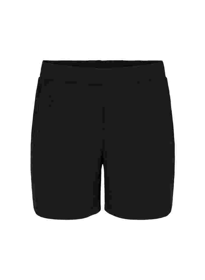 Loose shorts with structure, Black, Packshot