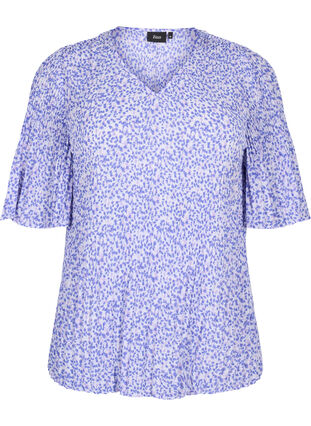 Pleated floral blouse, Small Flower AOP, Packshot image number 0