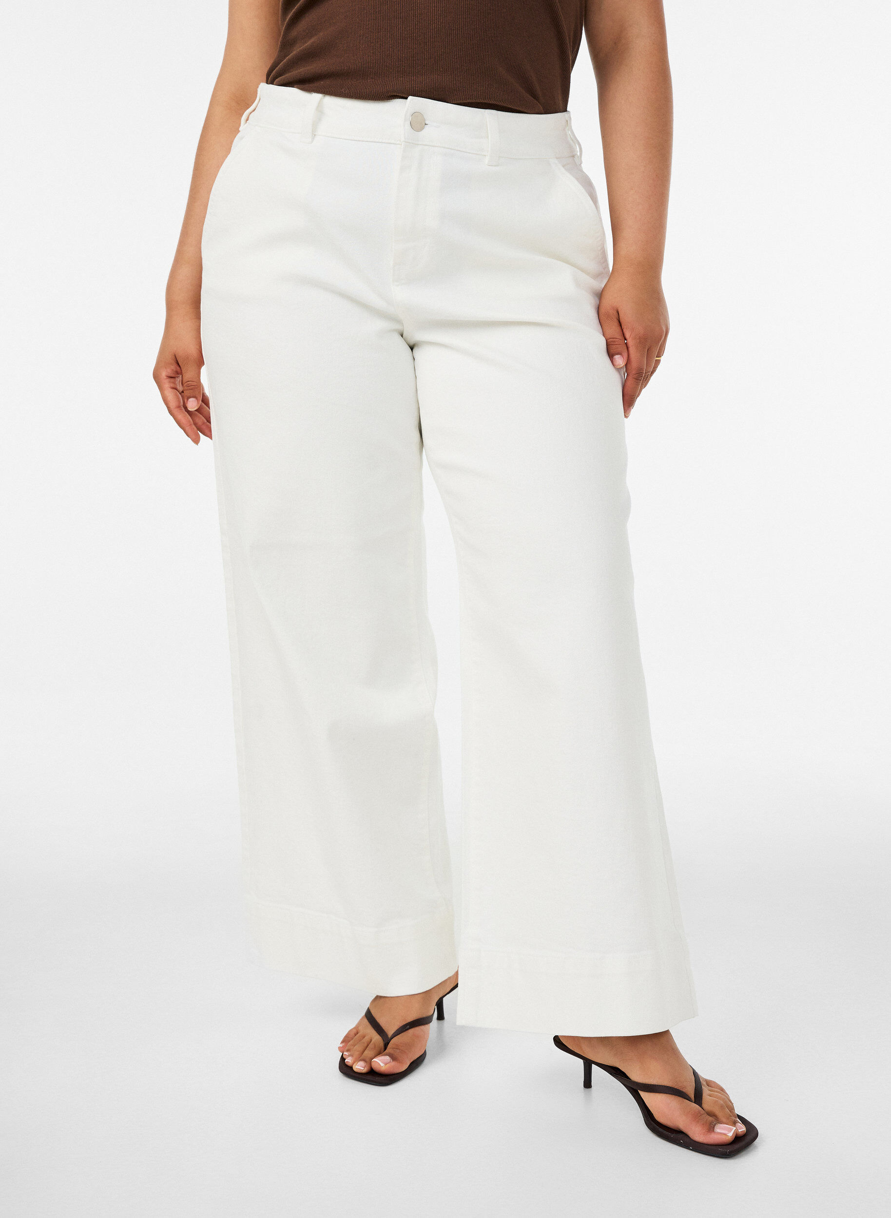 ZizzifashionMyra high-waist wide fit jeans, White, Model image number 2