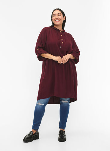 Viscose tunic with hood, Port Royal, Model image number 2