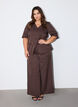 Pinstripe blouse with rhinestones and buttons, Brown, Model image number 1