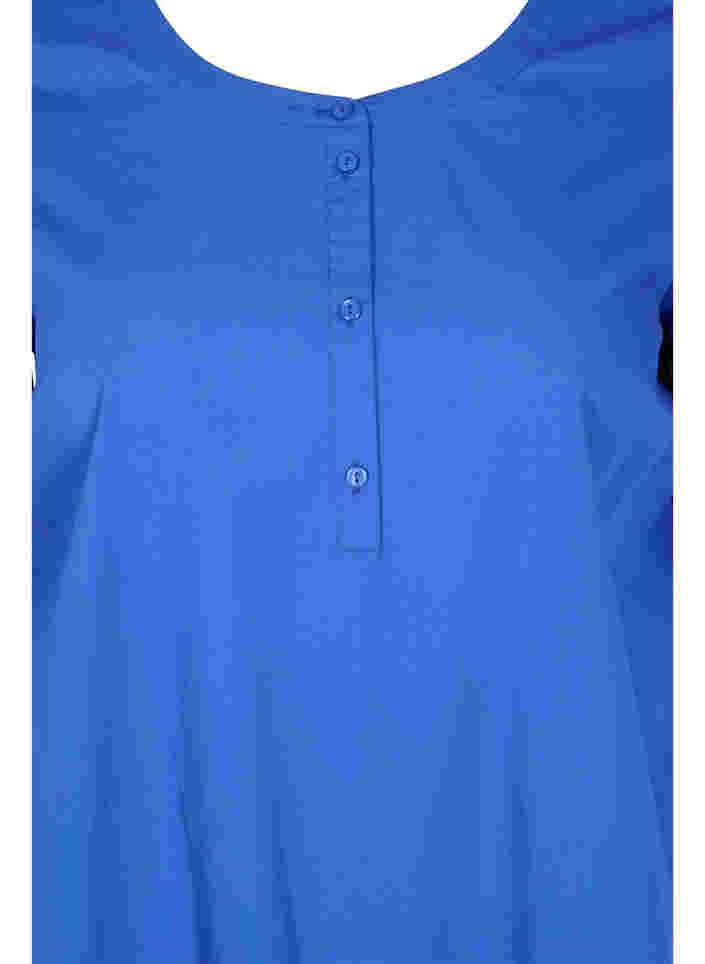 Short-sleeved A-line tunic in cotton, Dazzling Blue, Packshot image number 2