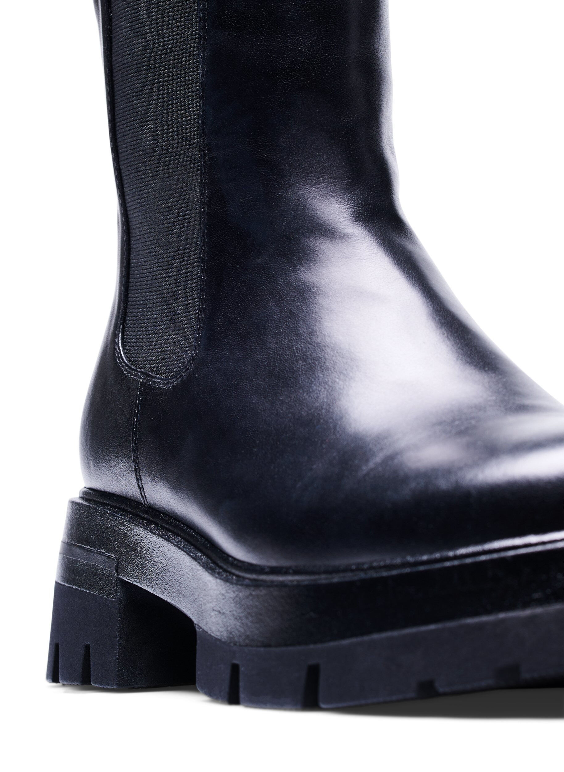 Zizzifashion Wide fit leather boots with elastic, Black, Packshot image number 2