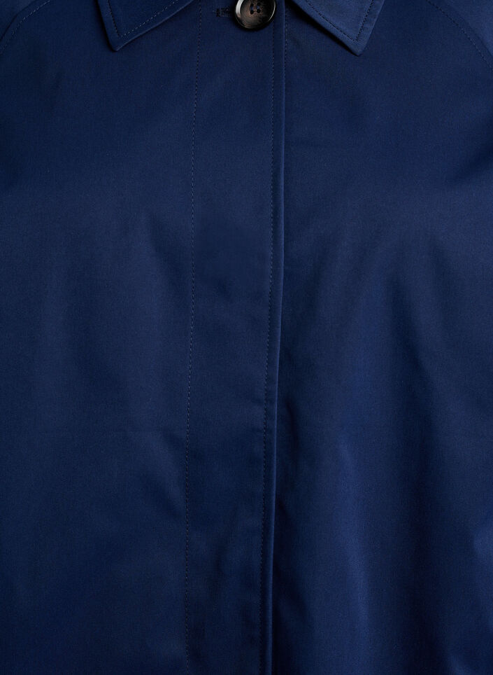 Short trench coat with collar and raglan sleeves, Blue, Packshot image number 2
