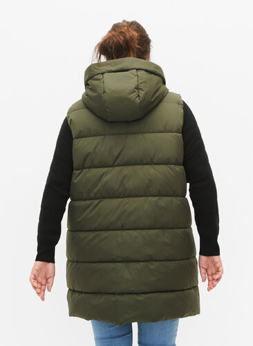 Long vest with hood and pockets, Forest Night, Model image number 1