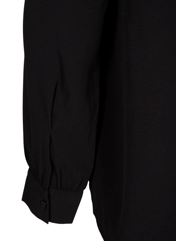 Solid colour shirt with collar, Black, Packshot image number 4