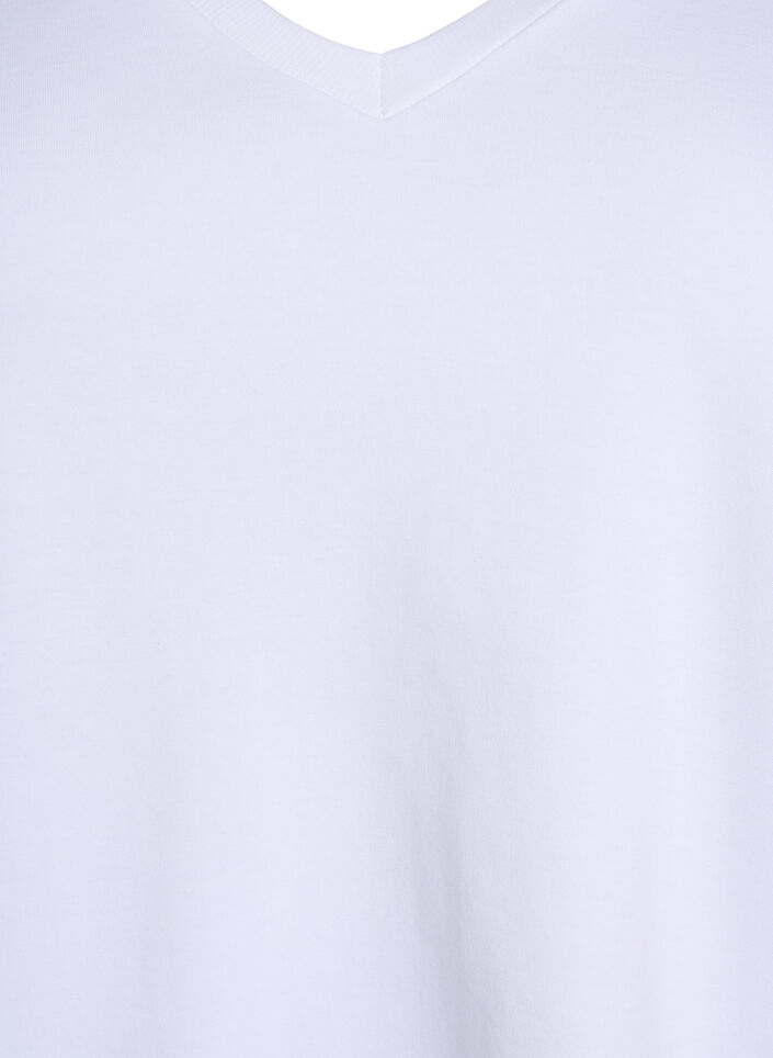 Basic V-neck T-shirt in organic cotton, White, Packshot image number 2