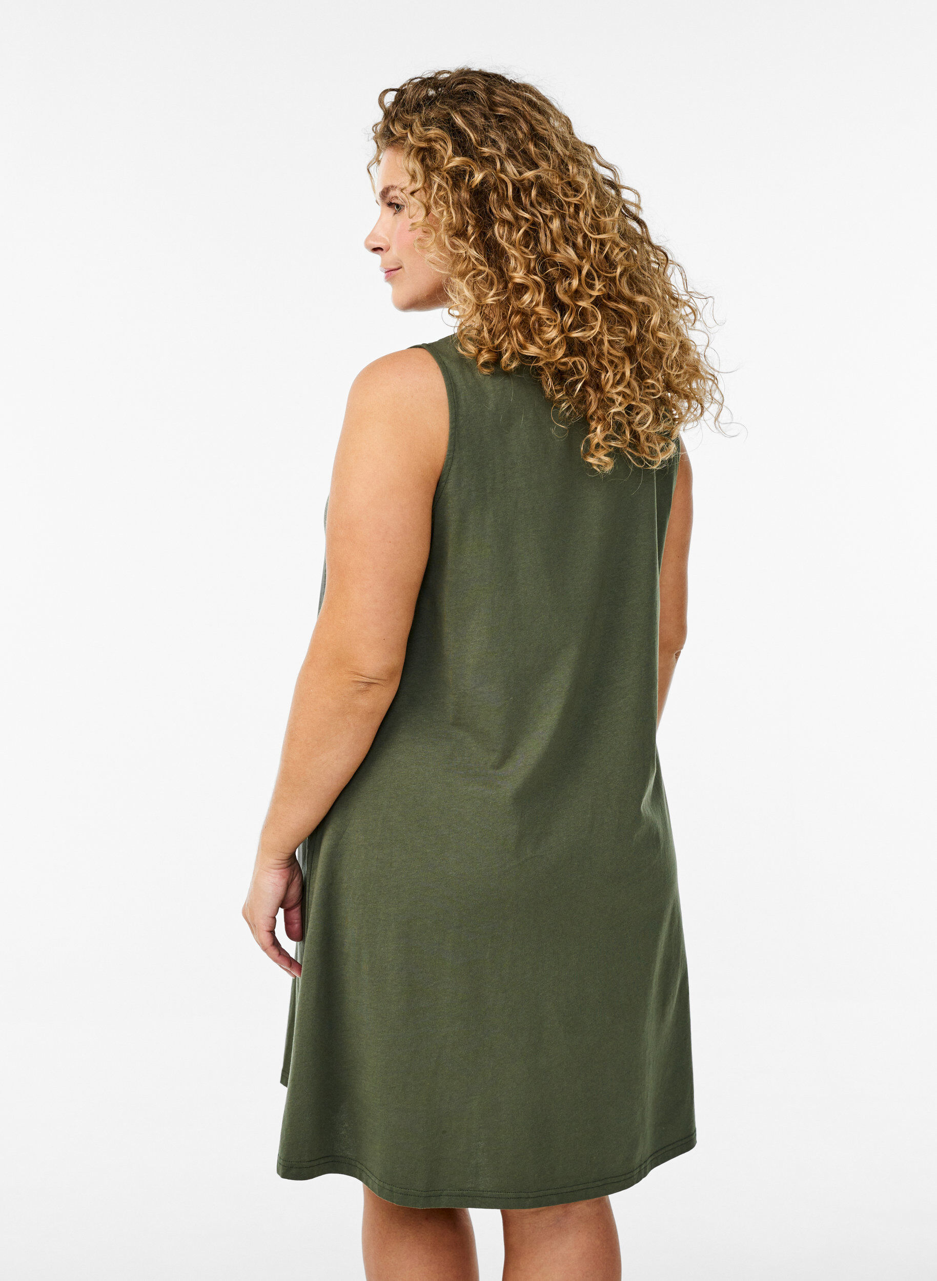 Zizzifashion Sleeveless A-line dress, Green, Model image number 2