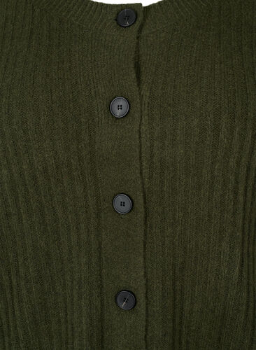 Ribbed knitted cardigan with buttons, Forest Night Mel., Packshot image number 2