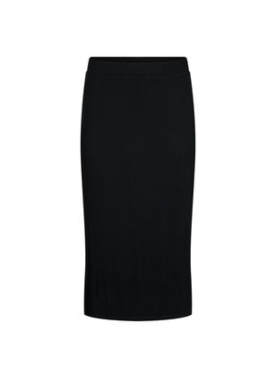 Tight-fitting viscose midi skirt, Black, Packshot image number 0