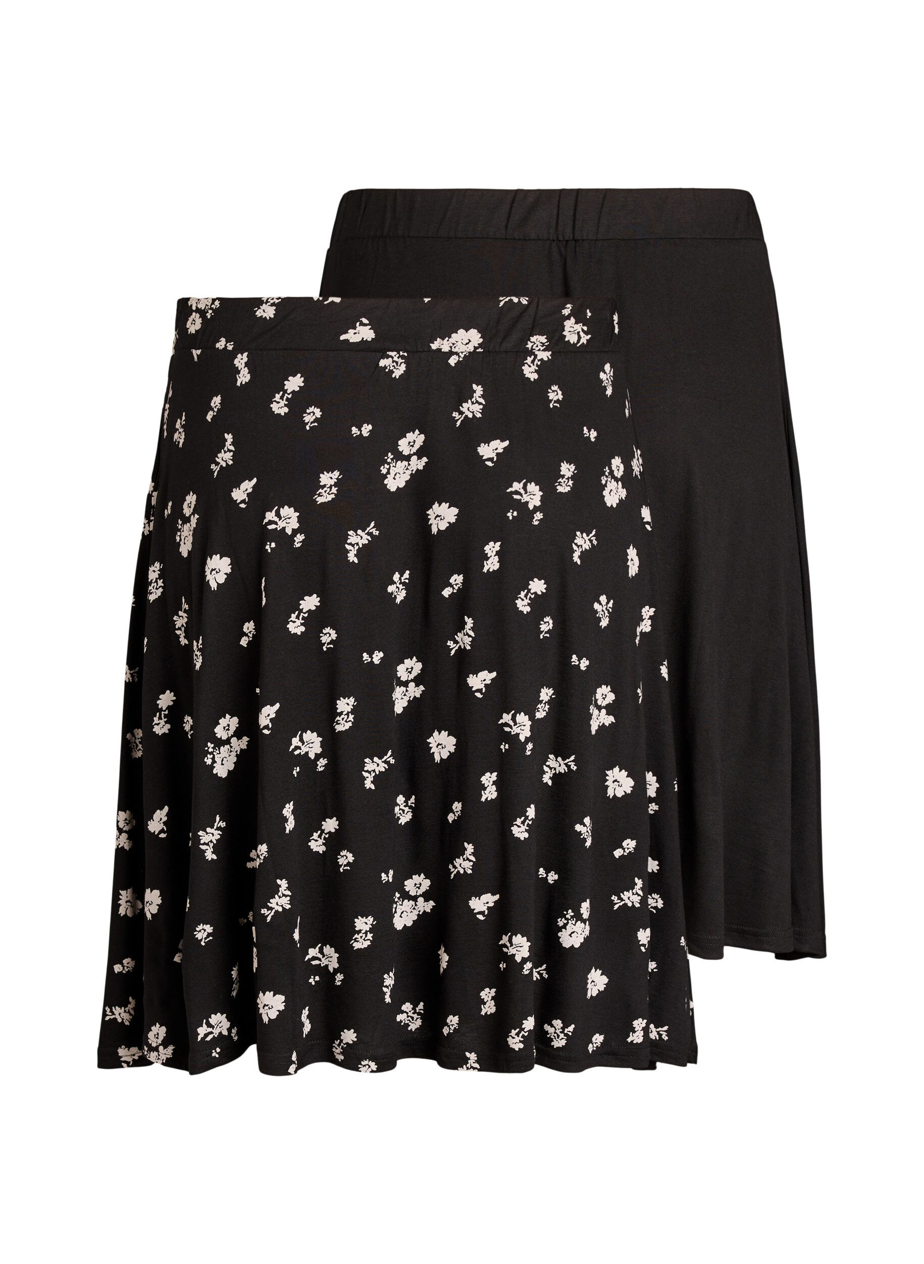 Zizzifashion2-pack skater skirts in viscose, Black, Packshot image number 1