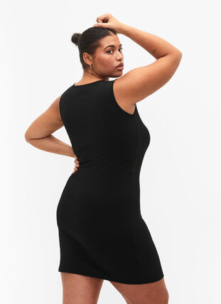 Sleeveless dress with slim fit, Black, Model image number 1