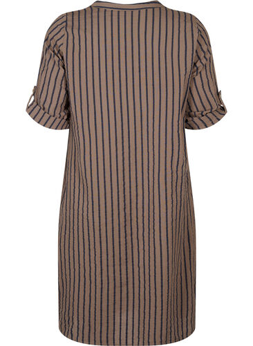 Striped cotton dress with 3/4 sleeves, Falcon/Navy Stripe, Packshot image number 1