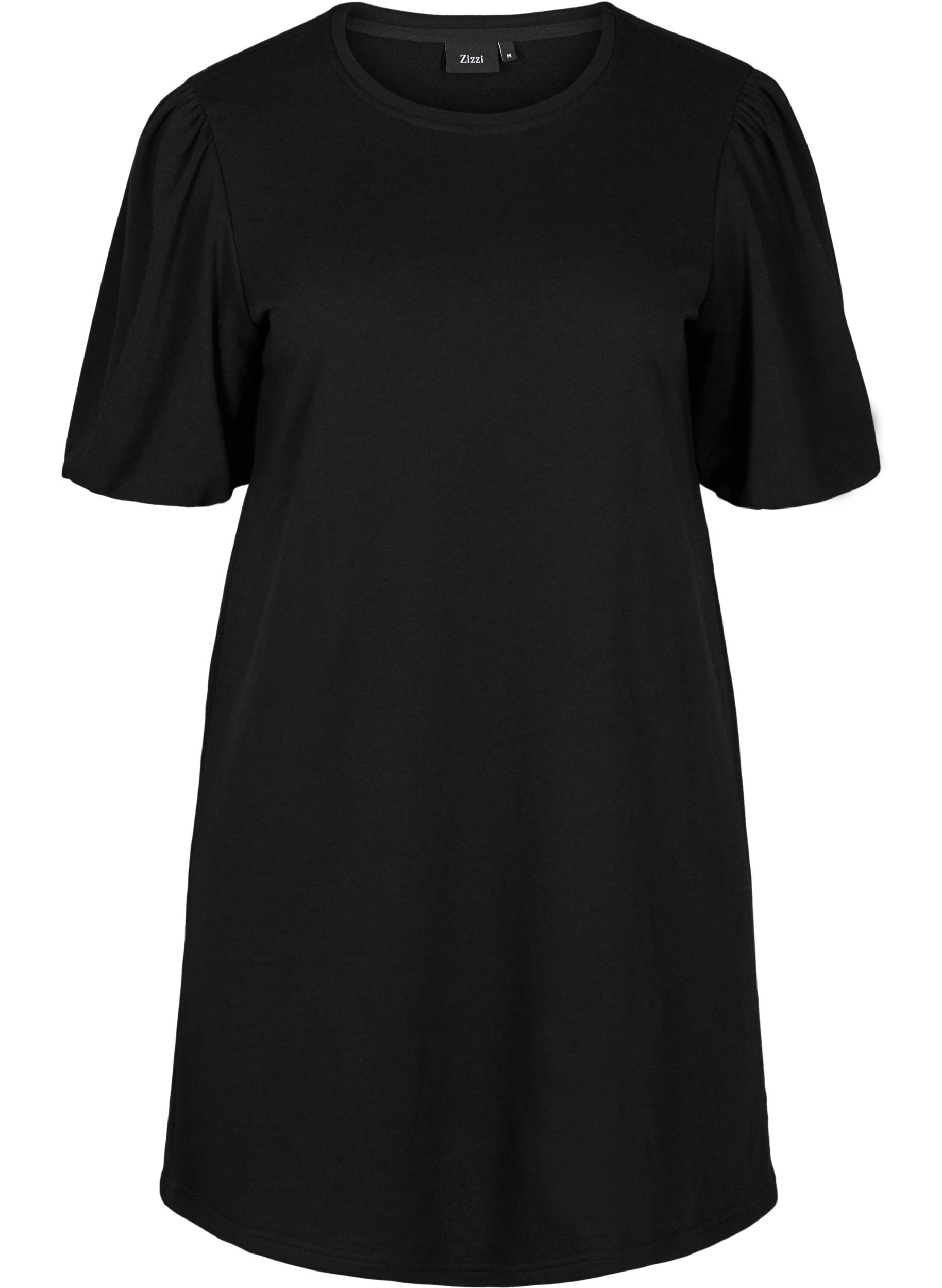 Zizzifashion Sweater dress with puff sleeves, Black, Packshot image number 0