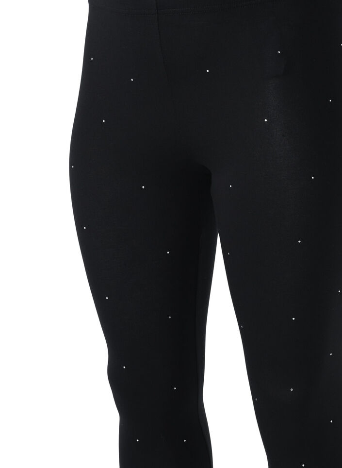 Viscose leggings with rhine stone, Black, Packshot image number 2