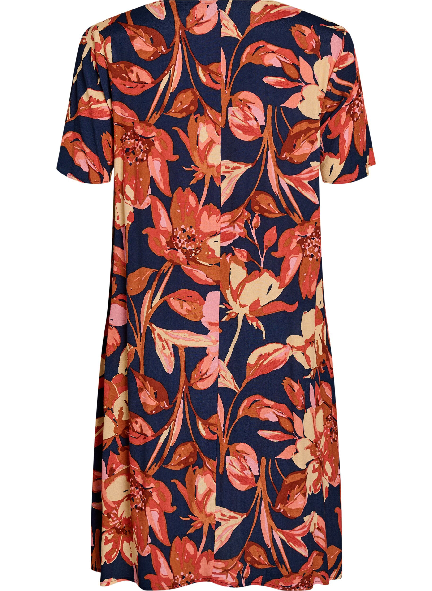 Zizzifashion Viscose A-line dress, Orange, Packshot image number 1