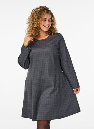 grey pattern dress Miss Circle Melody Gray Stripe Halter Drop Waist Mini Dress L