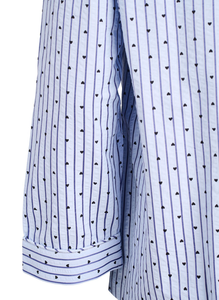 Seersucker pyjama shirt with long sleeves, Light Blue, Packshot image number 3