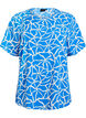 Short-sleeved blouse with round neck, Blue, Packshot image number 0