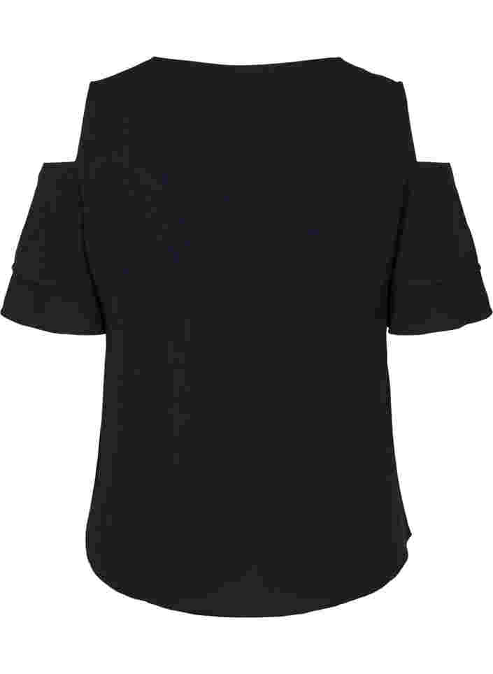 Short sleeved blouse in viscose, Black, Packshot image number 1