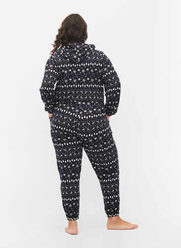Christmas jumpsuit with hood, Night Sky/White AOP, Model image number 1