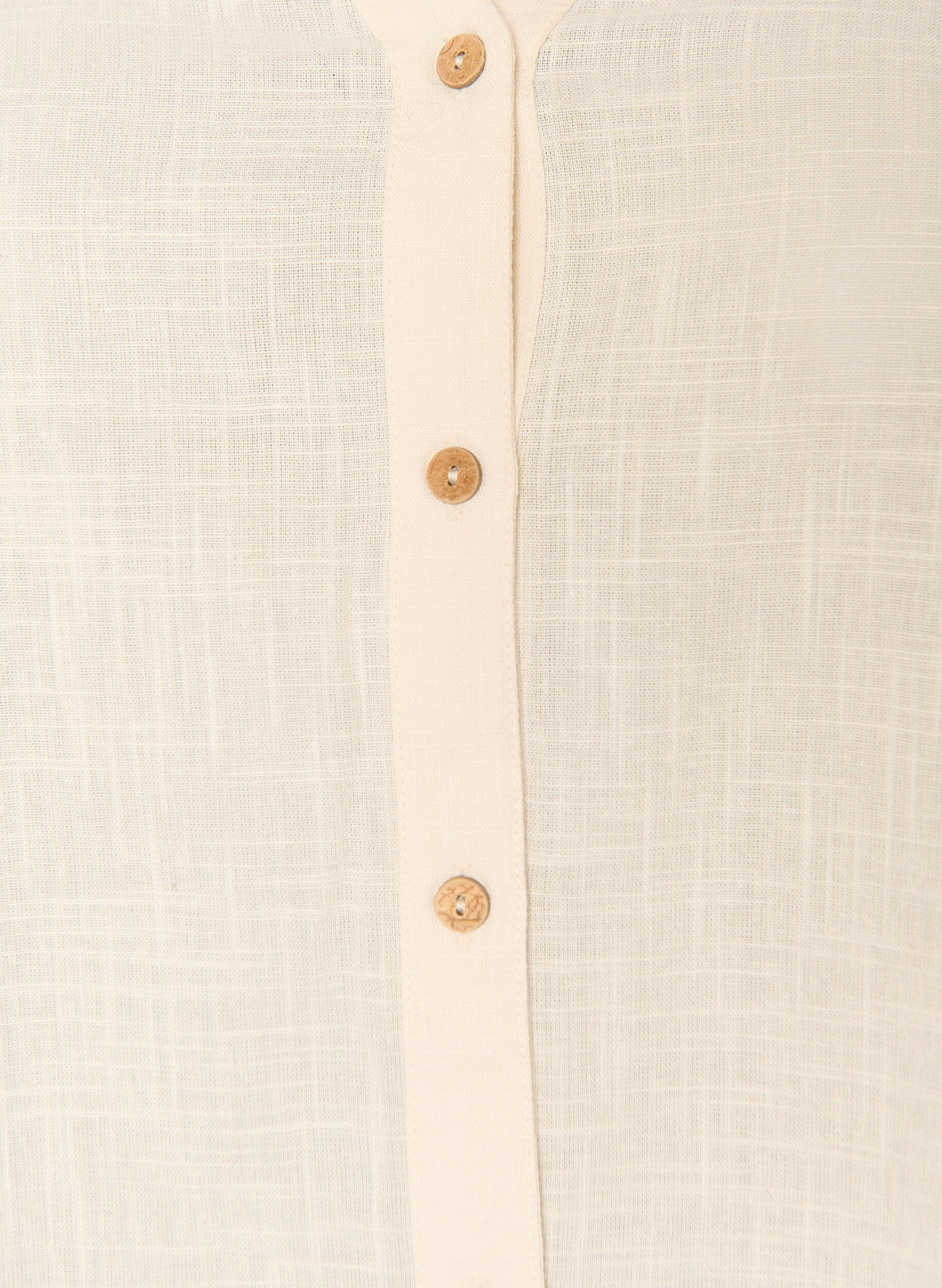 ZizzifashionCotton shirt blouse with a v-neck, Vanilla, Packshot image number 2