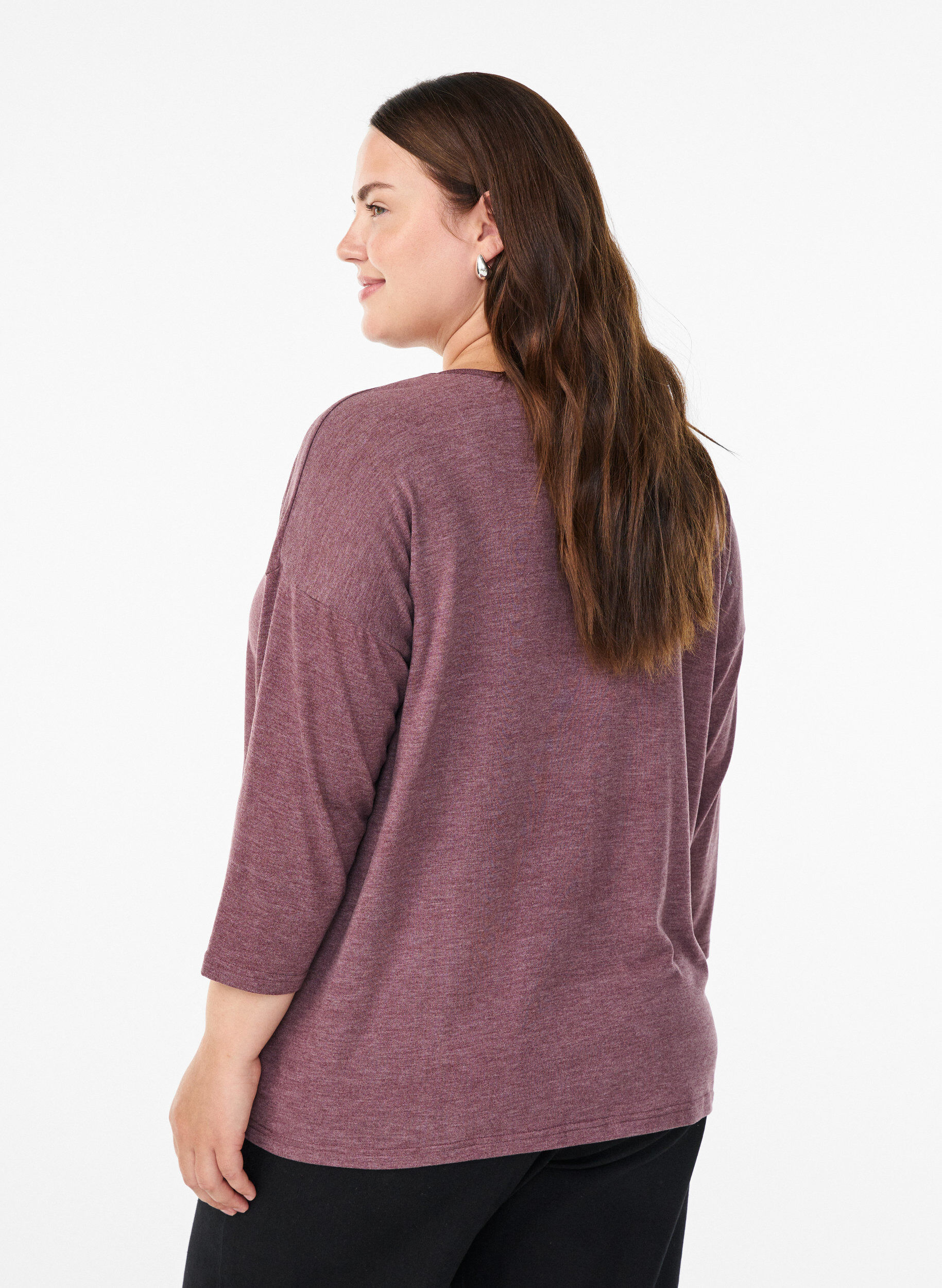 ZizzifashionJersey blouse with 3/4 sleeves, Red, Model image number 2