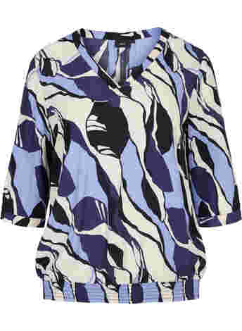 Printed viscose blouse with 3/4-length sleeves