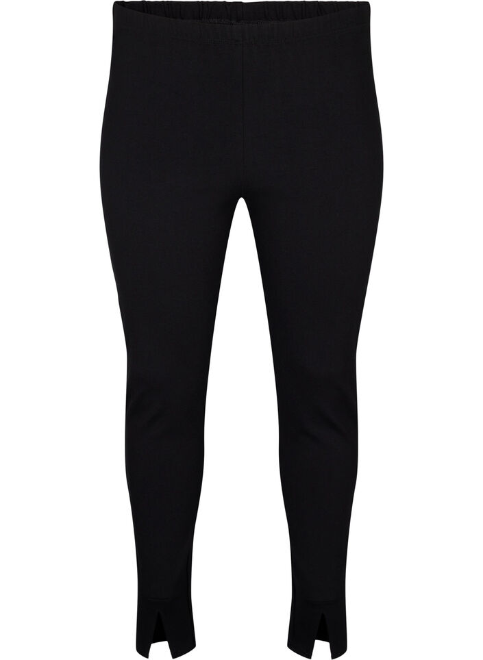 Viscose leggings with front slits, Black, Packshot image number 0