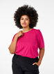 T-shirt with glitter and short puff sleeves, Pink, Model image number 0